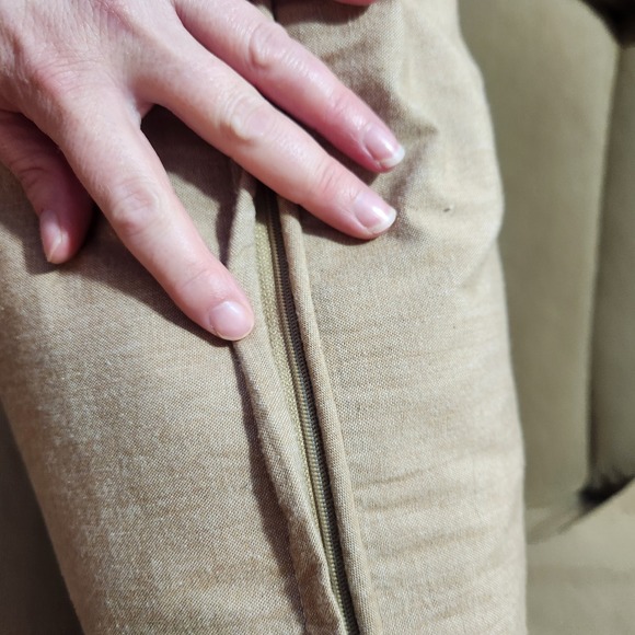 Lauren Ralph Lauren Monogram Lumbar Throw Pillow Tan Linen Blend Accent - Picture 13 of 14